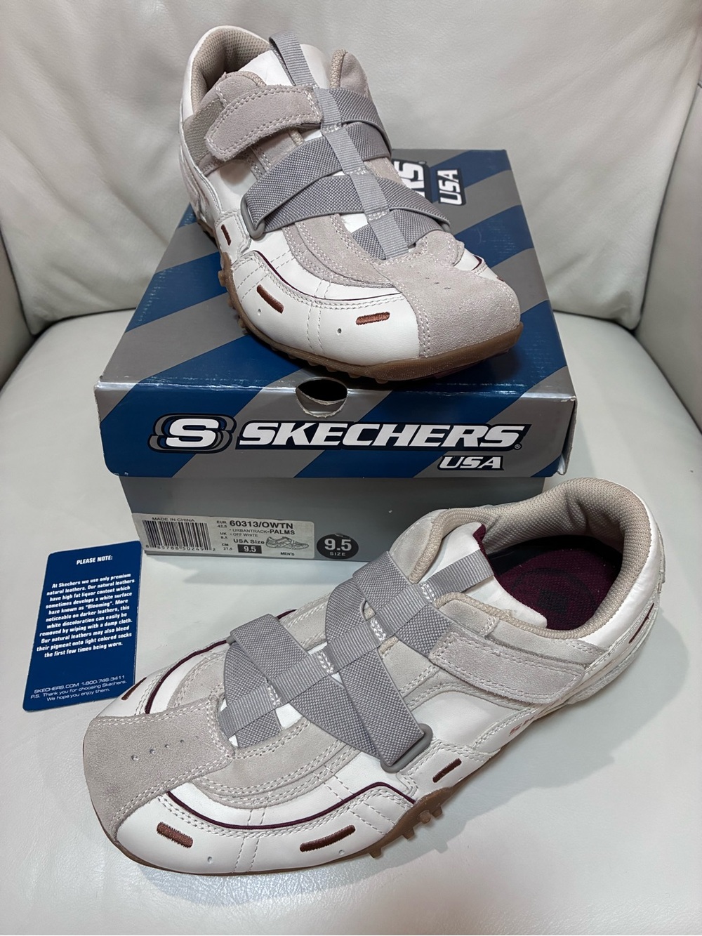 Skechers Mens Casual Off-white Athletic Shoes Urban Track- Palms 9.5 New.